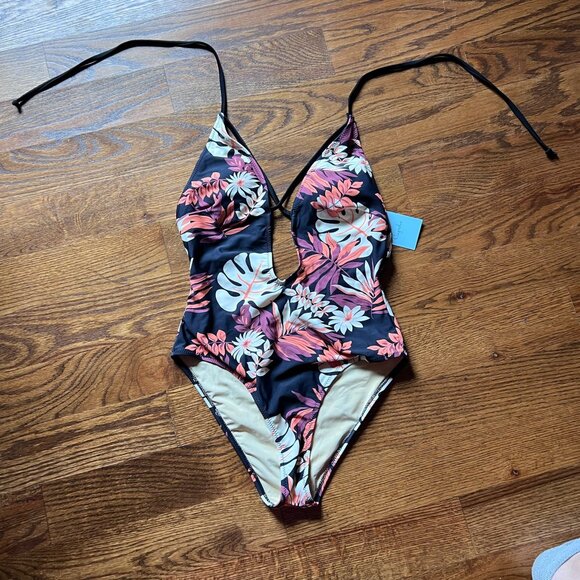 Cupshe Other - NWT SOLD OUT STYLE Cupshe Floral Print Plunging One Piece Swimsuit Sz S